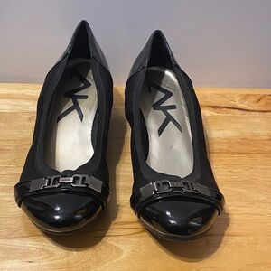 Anne Klein Black Flats with Metallic Detail